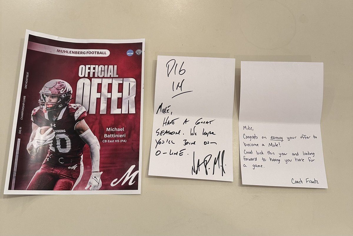 MikeBatt (@mikebatt68) on Twitter photo I am blessed to receive an offer to play football at <a href="/DigInMules/">Muhlenberg Football</a>! Thank you to the whole coaching staff for this opportunity. <a href="/Coach_Frantz/">Greg Frantz</a> <a href="/CBEastFootball/">Central Bucks EAST Football</a> I am blessed to receive an offer to play football at <a href="/DigInMules/">Muhlenberg Football</a>! Thank you to the whole coaching staff for this opportunity. <a href="/Coach_Frantz/">Greg Frantz</a> <a href="/CBEastFootball/">Central Bucks EAST Football</a>
