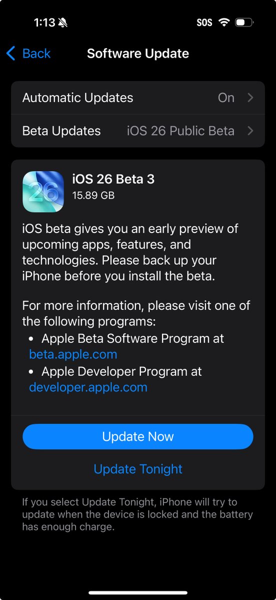zollotech's tweet photo. iOS 26 Public Beta 3 is out. https://t.co/ZO2Vd6kEM7