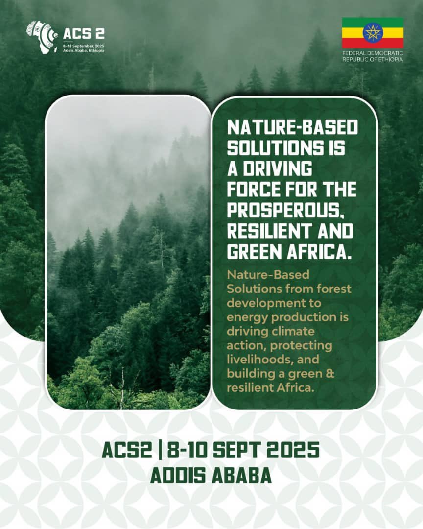 The Second Africa Climate Summit will be held from 8–10 September 2025 at the Addis International Convention Center in Addis Ababa, Ethiopia. 🇪🇹 

For registration:
africaclimatesummit2.et/registration/ 
To learn more about the summit:
africaclimatesummit2.et 

#MeetInEthiopia #VisitEthiopia