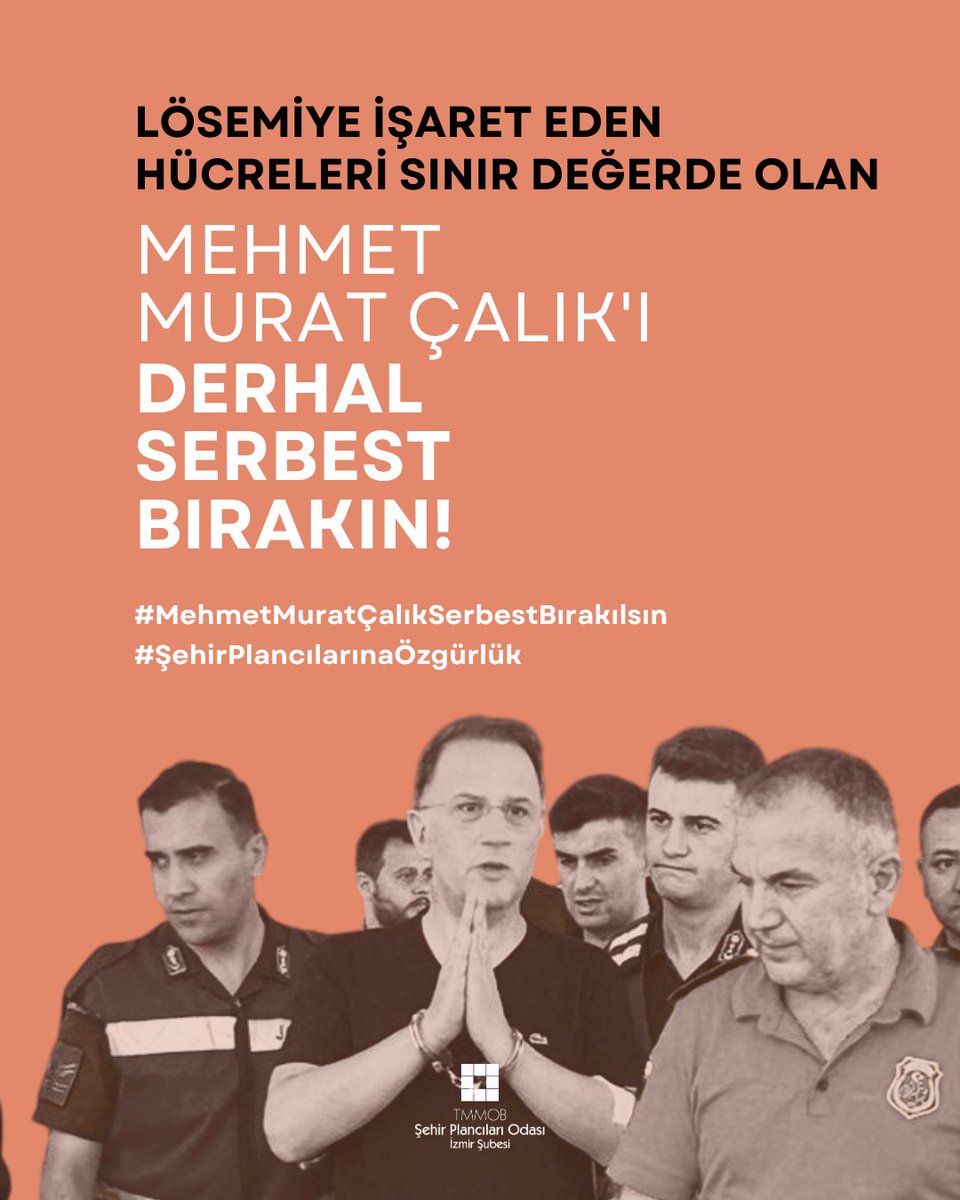 Hastalık geçmişini, hücre değerlerini ve kilo kaybını görmezden gelen Adli Tıp Kurumu verdiği rapor ile Mehmet Murat Çalık'ın sağlık durumunun cezaevinde kalmasına engel olmadığına karar verdi!

Lösemiye işaret eden hücreleri sınır değerde olan #MehmetMuratÇalıkSerbestBırakılsın