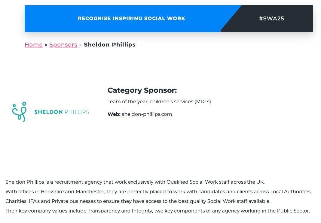 <a href="/SWConcern/">Christian Kerr</a> And one of ACPSos members Sheldon Phillips, a private recruitment agency, is a also ‘category sponsor’ for
Team of the Year, children's services.