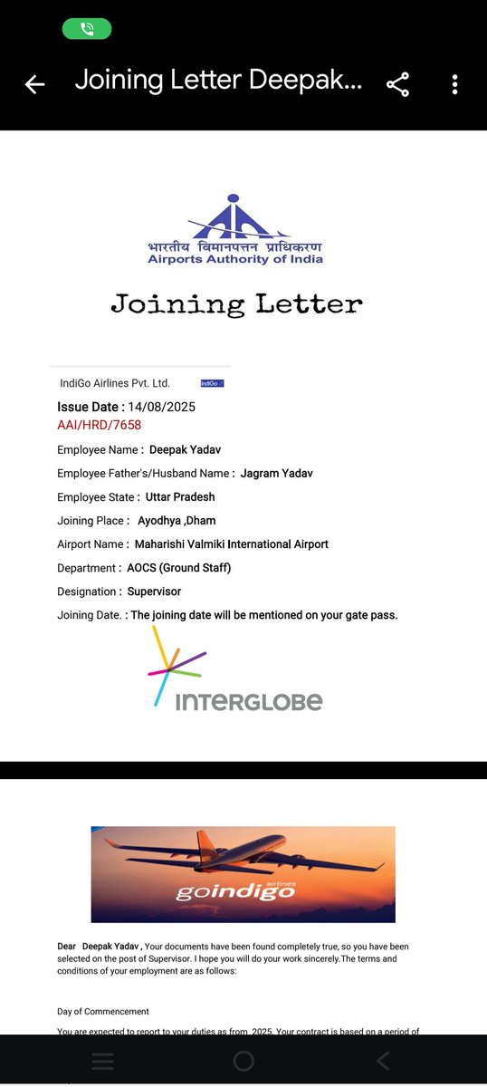 dkyadavji85's tweet image. Dear @IndiGo6E, I received this joining letter asking for ₹3500 as a &quot;Salary Account Opening Security Fee&quot;.
Please confirm if this is genuine or fake.
Screenshots attached.
#JobVerification #ScamAlert