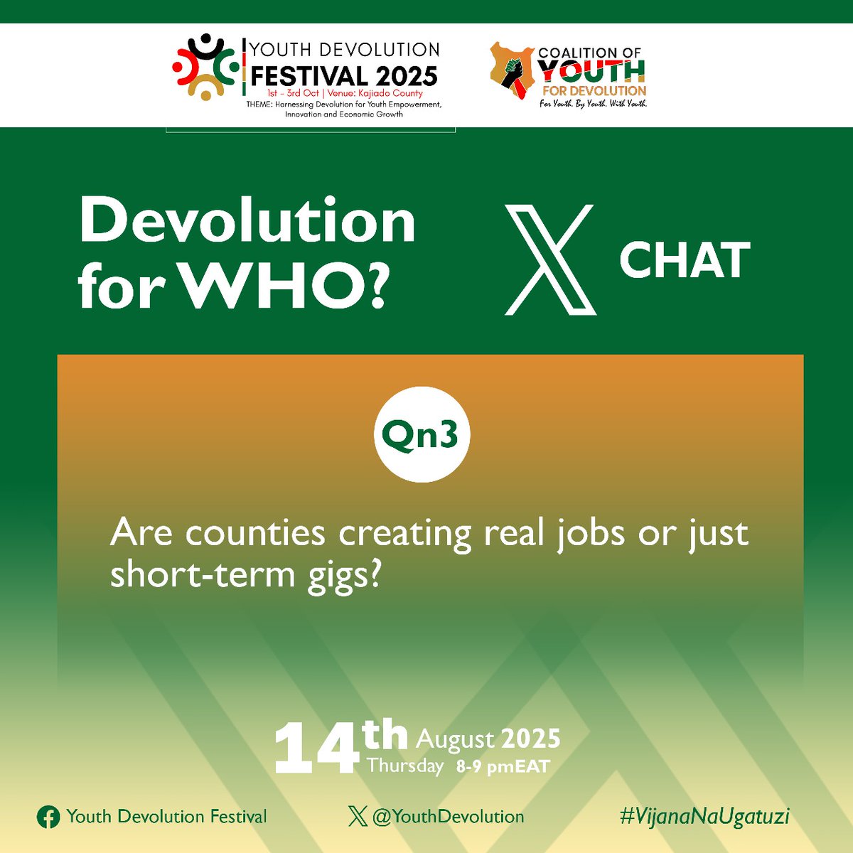 YouthDevolution's tweet image. Q3.
Are counties creating real jobs or just short-term gigs?

#VijanaNaUgatuzi 
#DevCon2025