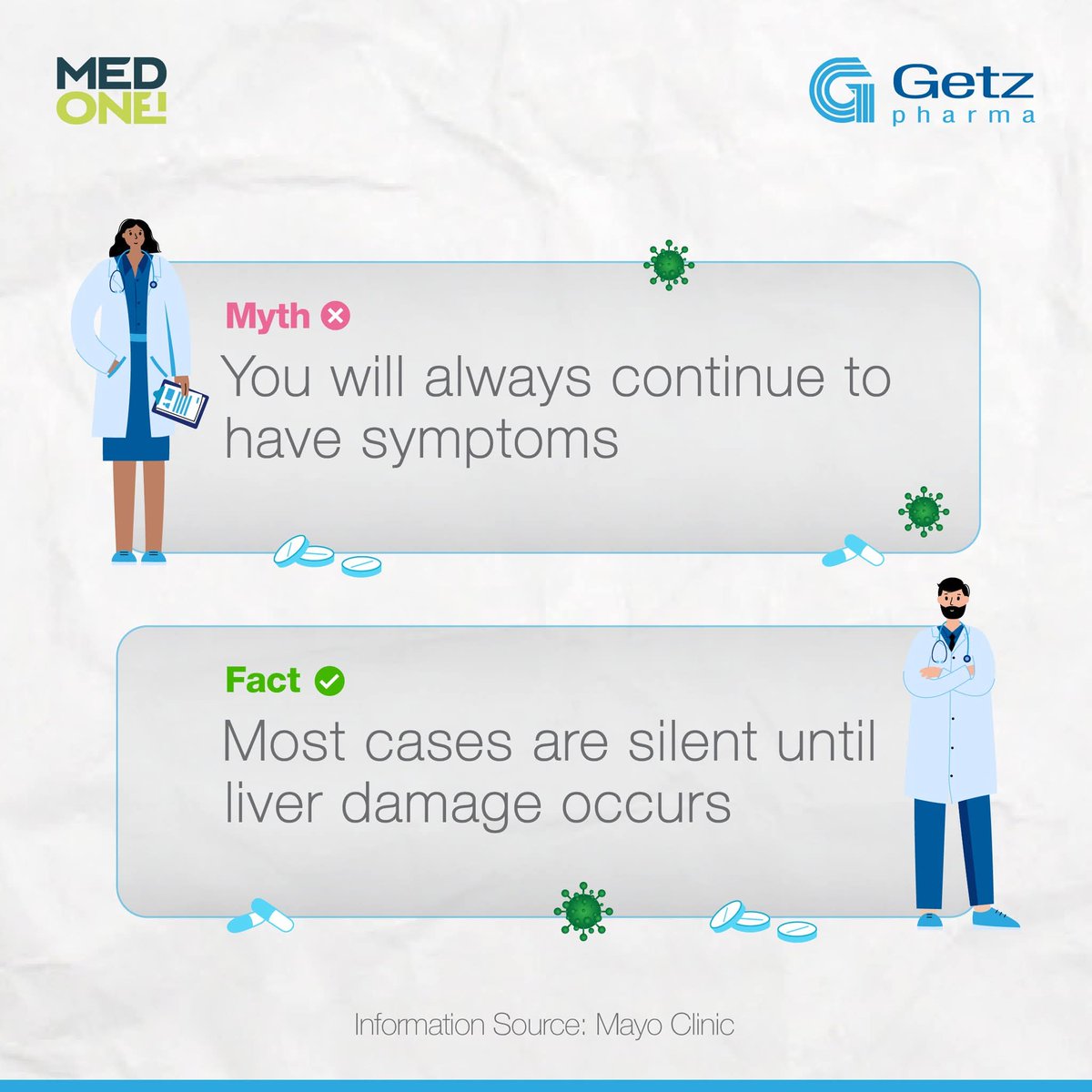 Doctor_Chichi's tweet image. Misunderstandings about hepatitis can be dangerous. Let’s bust common myths and focus on the facts, and raise awareness with accurate information.
 
#GetzPharma #MedOne #WeCareForYourHealth