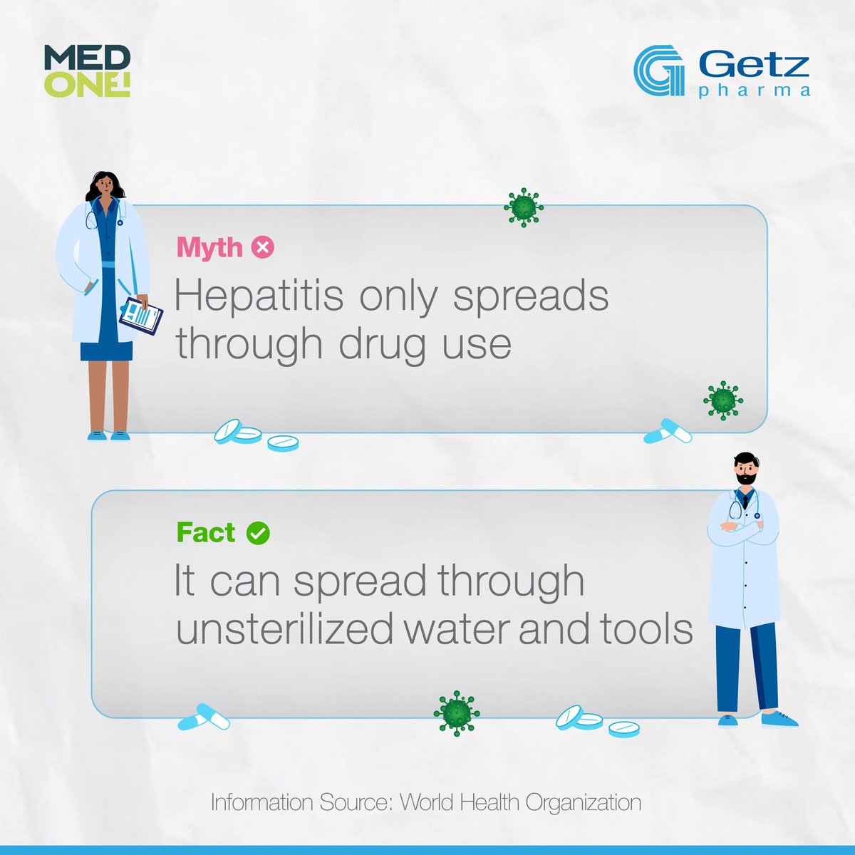 Doctor_Chichi's tweet image. Misunderstandings about hepatitis can be dangerous. Let’s bust common myths and focus on the facts, and raise awareness with accurate information.
 
#GetzPharma #MedOne #WeCareForYourHealth