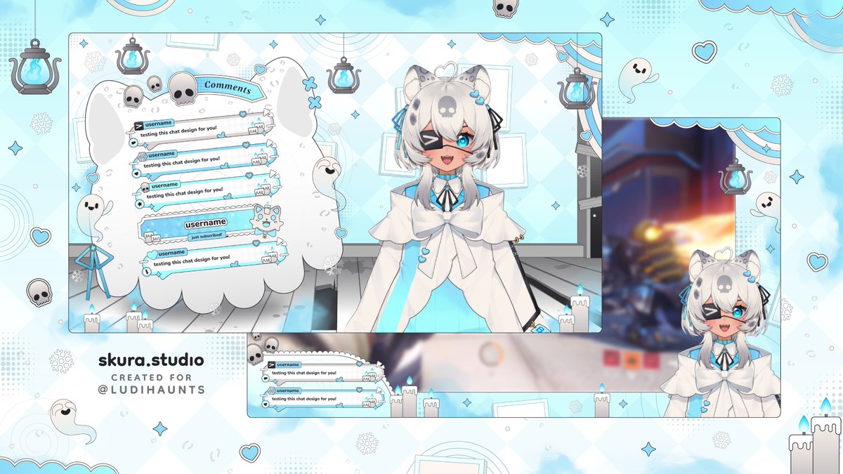 〖 stream overlays + chat widget 〗
──★ ˙ ̟ created for <a href="/ludihaunts/">Ludi 👻❄️</a> 
thank you so much for the opportunity ~ (,,&gt;ヮ&lt;,,) ♡

[#Vtuber #VTuberAssets #VTuberUprising #ENVtuber]