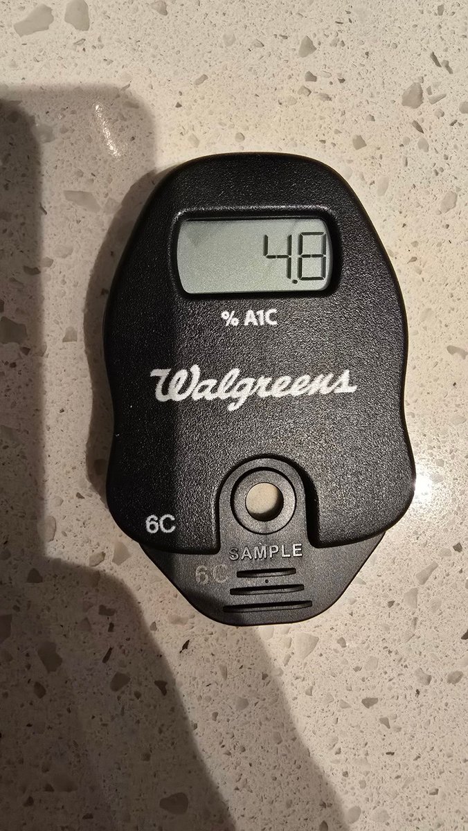 Othyen's tweet image. Back in October, I was most likely a pre-diabetic, and my number was 5.5 in January. This recent test has me at a peak number.

Fuck off diabeetus.