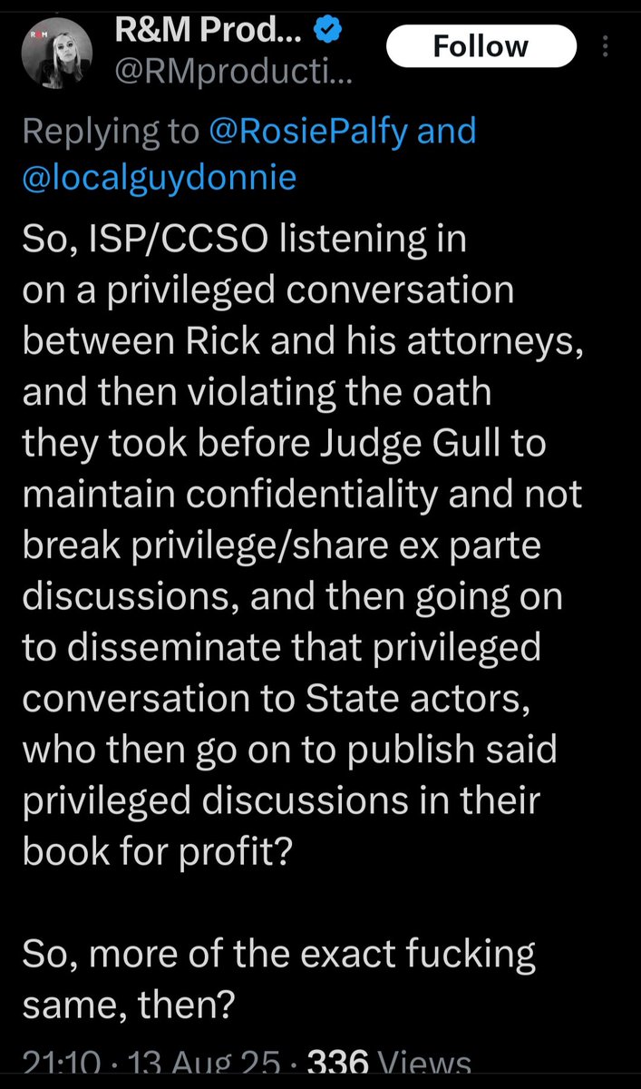 PhD_OnTheCouch's tweet photo. As usual team #RichardAllen moves the goalpost/fails to comprehend

A deputy (there for SECURITY) who overhears a SECURITY threat in court 
(to attorney or not) MUST report/ACT on it🤦‍♀️

&amp; a recorded call with WIFE is NOT privileged

Read the question crank
#CapturingTheirKiller https://t.co/ZVUu9KT0L6