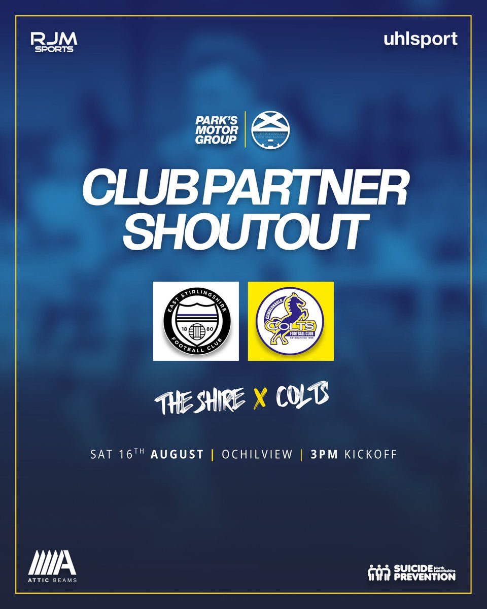 Cumbernauld Colts Community Football Club (@officialccolts) on Twitter photo ๐๐๐ง'๐ฌ ๐๐๐ง๐ข๐จ๐ซ ๐๐๐๐ฆ | ๐๐๐ซ๐ญ๐ง๐๐ซ ๐๐ก๐จ๐ฎ๐ญ๐จ๐ฎ๐ญ๐ฌ ๐ฃ๏ธ
Ahead of our next fixture on Saturday we would like to give our Club partners a shoutout. <a href="/AtticBeams/">AtticBeams</a> <a href="/RJMSportsLtd/">RJM Sports Ltd</a> <a href="/uhlsportUK/">uhlsport UK & IRE</a> <a href="/SuicidePrevScot/">Suicide Prevention Scotland</a> all contribute to the club in different ways and we are forever ๐๐๐ง'๐ฌ ๐๐๐ง๐ข๐จ๐ซ ๐๐๐๐ฆ | ๐๐๐ซ๐ญ๐ง๐๐ซ ๐๐ก๐จ๐ฎ๐ญ๐จ๐ฎ๐ญ๐ฌ ๐ฃ๏ธ
Ahead of our next fixture on Saturday we would like to give our Club partners a shoutout. <a href="/AtticBeams/">AtticBeams</a> <a href="/RJMSportsLtd/">RJM Sports Ltd</a> <a href="/uhlsportUK/">uhlsport UK & IRE</a> <a href="/SuicidePrevScot/">Suicide Prevention Scotland</a> all contribute to the club in different ways and we are forever