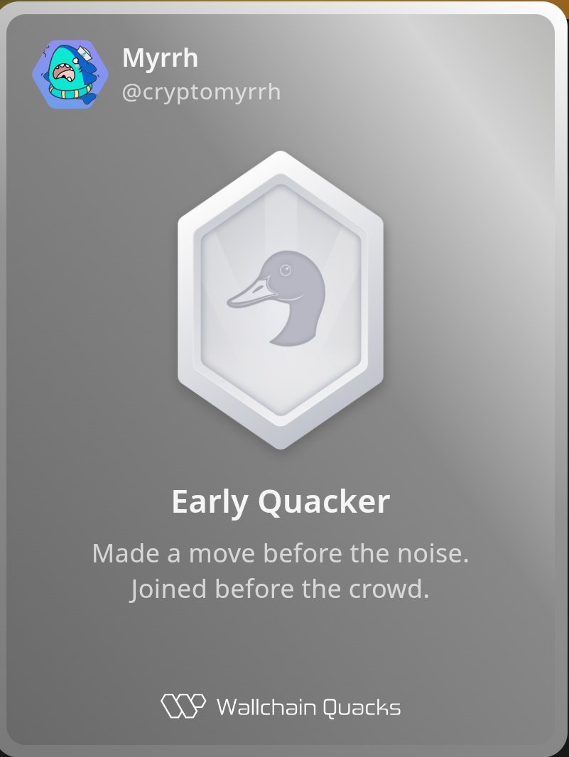 Myrrh (@cryptomyrrh) on Twitter photo Just unlocked the Early Quacker on <a href="/wallchain_xyz/">Wallchain Quacks</a> 🏆
How cool is that?
Feels great to have my contributions recognized.
How’s Wallchain Quacks been treating you so far?
Not on board yet? Drop a comment for an invite 👇🦆
Let's gooooo lovelies Just unlocked the Early Quacker on <a href="/wallchain_xyz/">Wallchain Quacks</a> 🏆
How cool is that?
Feels great to have my contributions recognized.
How’s Wallchain Quacks been treating you so far?
Not on board yet? Drop a comment for an invite 👇🦆
Let's gooooo lovelies