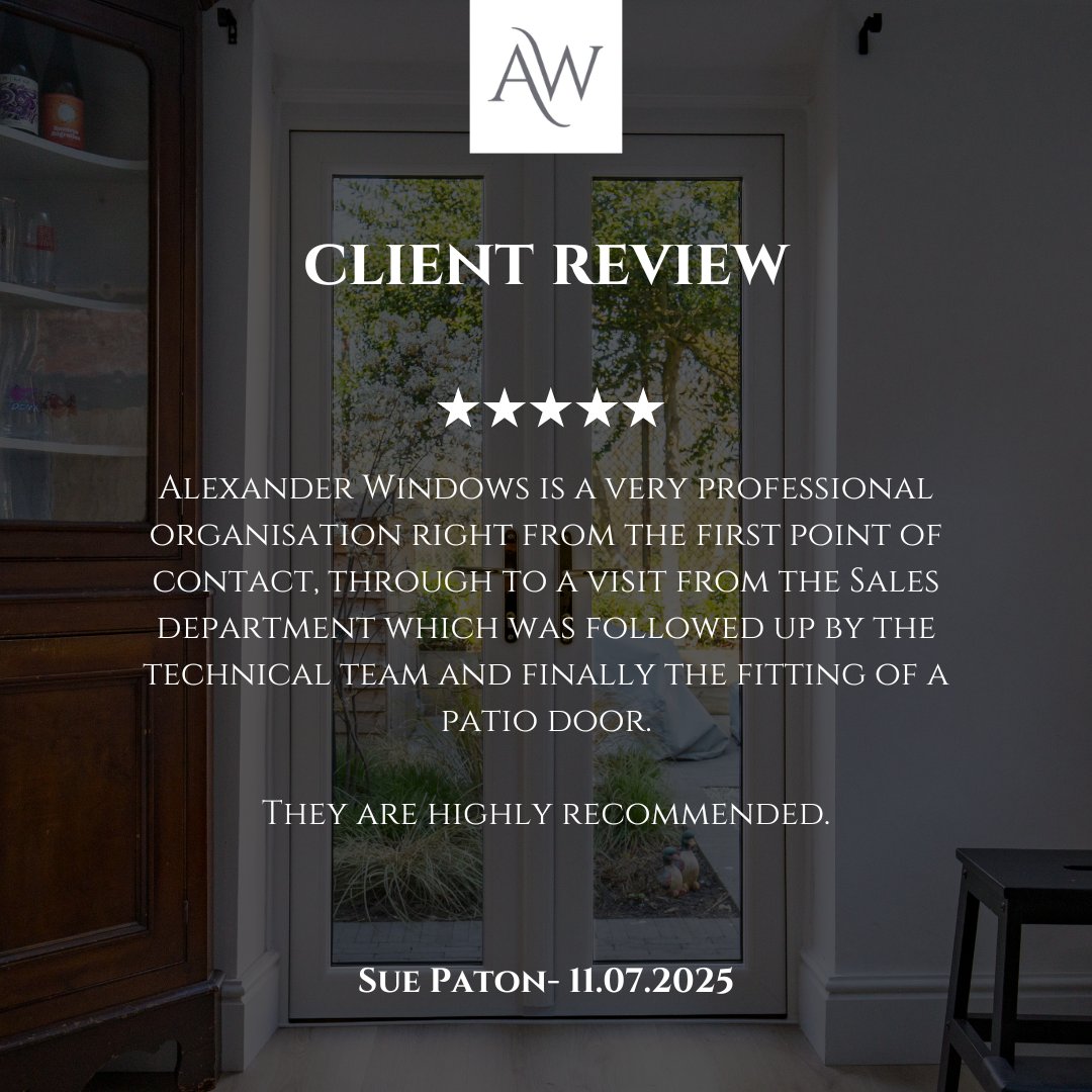 Another lovely Trustpilot review!

Thank you Sue for trusting Alexander Windows with your home 🖤

𝐀𝐥𝐞𝐱𝐚𝐧𝐝𝐞𝐫: 𝐓𝐡𝐞 𝐁𝐞𝐬𝐭 𝐅𝐨𝐫 𝐘𝐨𝐮 &amp; 𝐘𝐨𝐮𝐫 𝐇𝐨𝐦𝐞