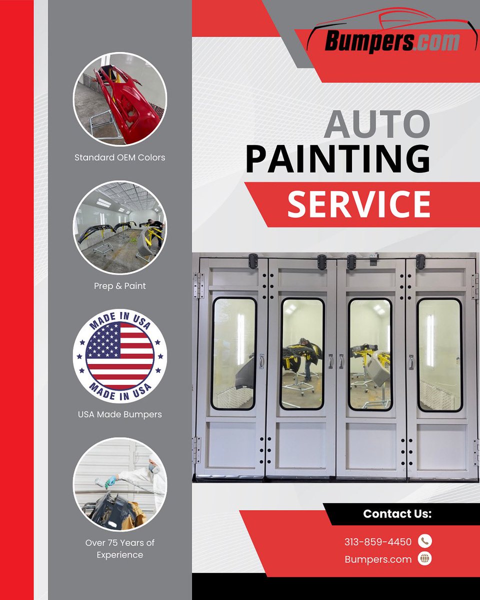 Bumpers_com's tweet photo. We’ve stepped up our game! We’ve added a second paint booth so we can get your bumper orders painted faster and more efficiently—without sacrificing quality. Your ride’s perfect finish is now just a little closer! 

#AutoPaint #CarRestoration #CarMods #BumperPaint #BodyShop https://t.co/E3JzO1Flx2