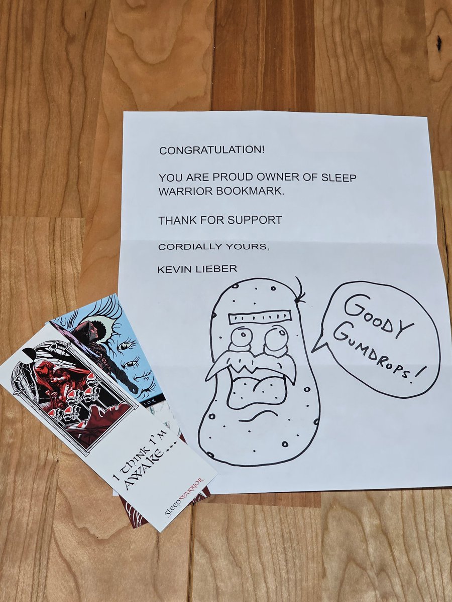 Thank you for the bookmarks and potato drawing! <a href="/kevinlieber/">Kevin Lieber</a> <a href="/sleepwarrior/">Sleep Warrior</a>