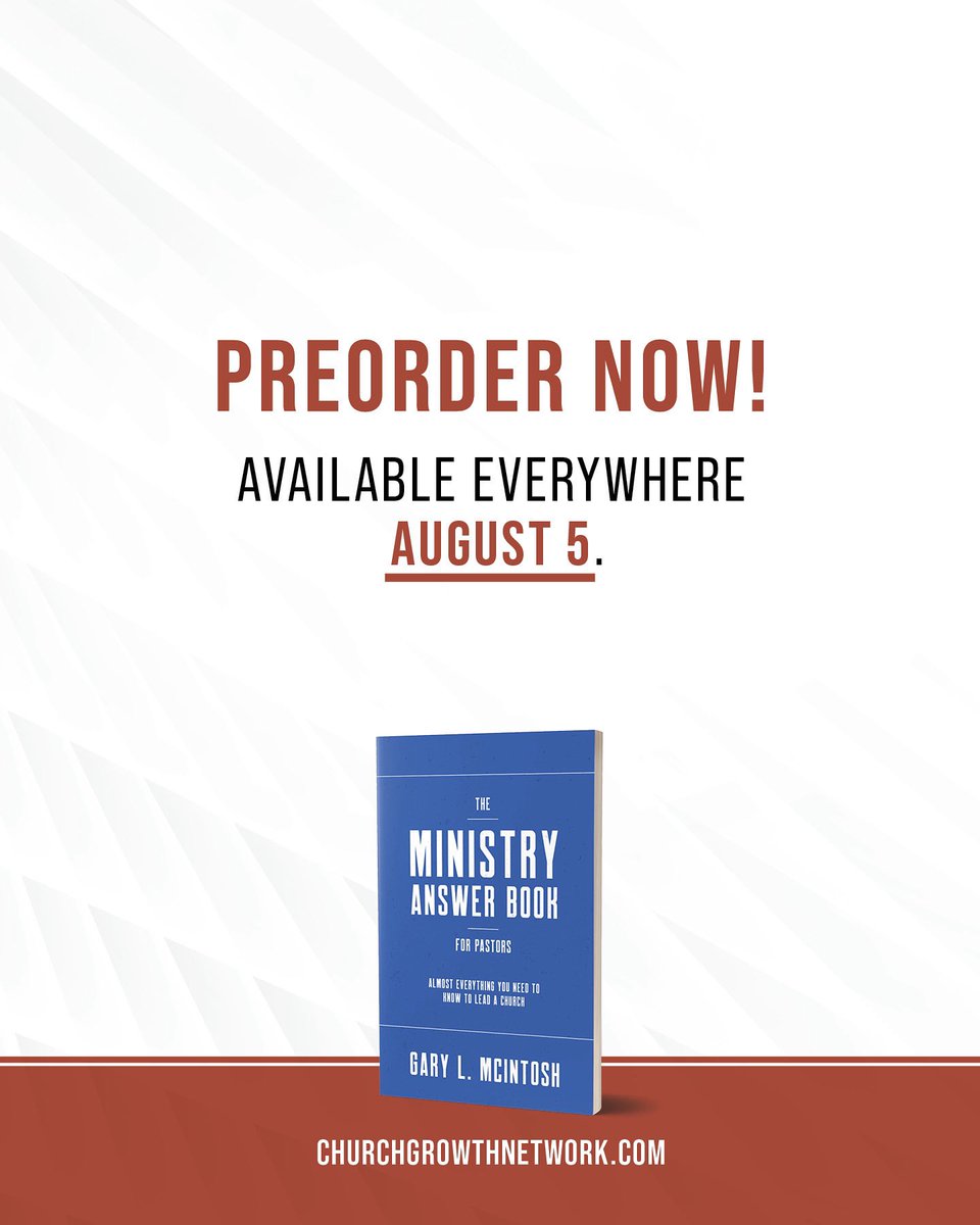 I wrote The Ministry Answer Book to give pastors clear, practical answers for nearly every challenge they face in leading a church. Preorder now and be ready for release day on August 5.
📖 Reserve your copy today: CHURCHGROWTHNETWORK.COM
#PastorLife #ChurchLeadership