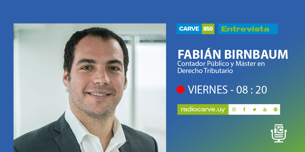#Viernes | Entrevista al Contador Público, Fabian Birnbaum (<a href="/fabobirnbaum/">Fabian Birnbaum</a>), en el <a href="/InformaCarve850/">Informativo Carve</a>

📻 850 AM | 104.3 FM | 101.5 FM en Punta del Este
🔊 carve850.com.uy/radio
📲 carve850