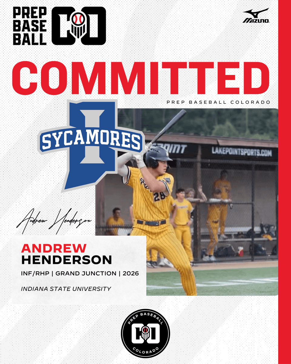🚨𝐂𝐎𝐌𝐌𝐈𝐓𝐌𝐄𝐍𝐓 𝐀𝐋𝐄𝐑𝐓🚨

'26 INF/RHP Andrew Henderson (Grand Junction) has announced his commitment to Indiana State University! 

Profile: loom.ly/o4k0e2I | <a href="/Andrewhenders28/">Andrew Henderson</a>
