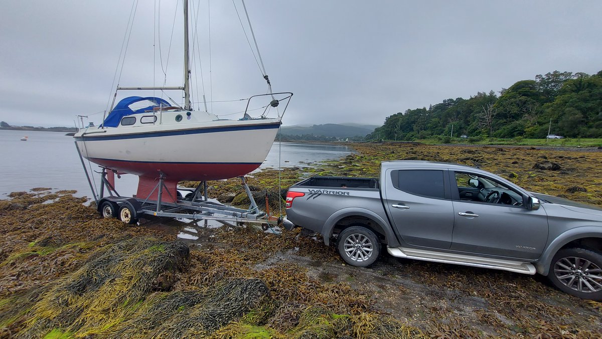 Assisting with a boat launch today - first time the truck has towed anything (since I owned it anyway!) - all worked out quite well
Owner now waiting for the tide to come in and float the yacht!