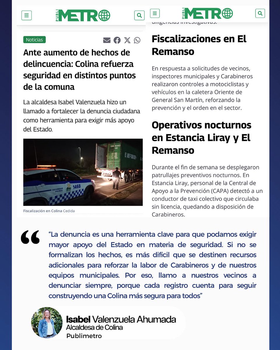 “La denuncia es una herramienta clave para que podamos exigir mayor apoyo del Estado en materia de seguridad. Si no se formalizan los hechos, es más difícil que se destinen recursos adicionales para reforzar la labor de Carabineros y de nuestros equipos municipales. Por eso,