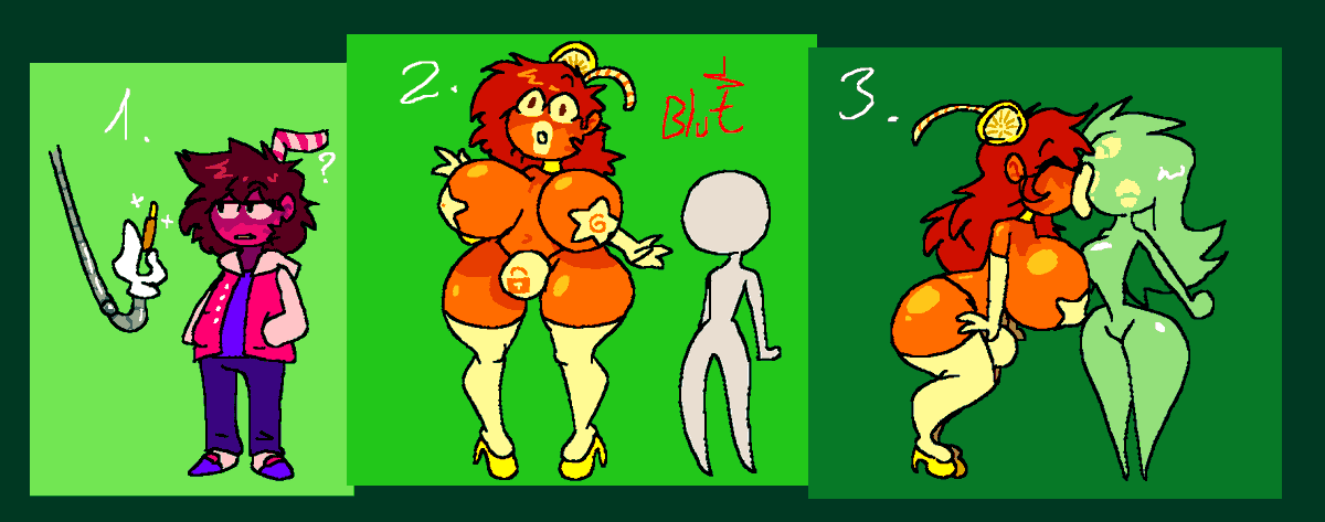 I just wanted to share this art i got sometime ago made by a friend hes now on bsky as @blutrinous.bsky.social if you want to follow them

I really want to do something with this sometime, like a lil comic with this lemonade bimbo form xd

#TSF #TFTuesday #TFEveryday