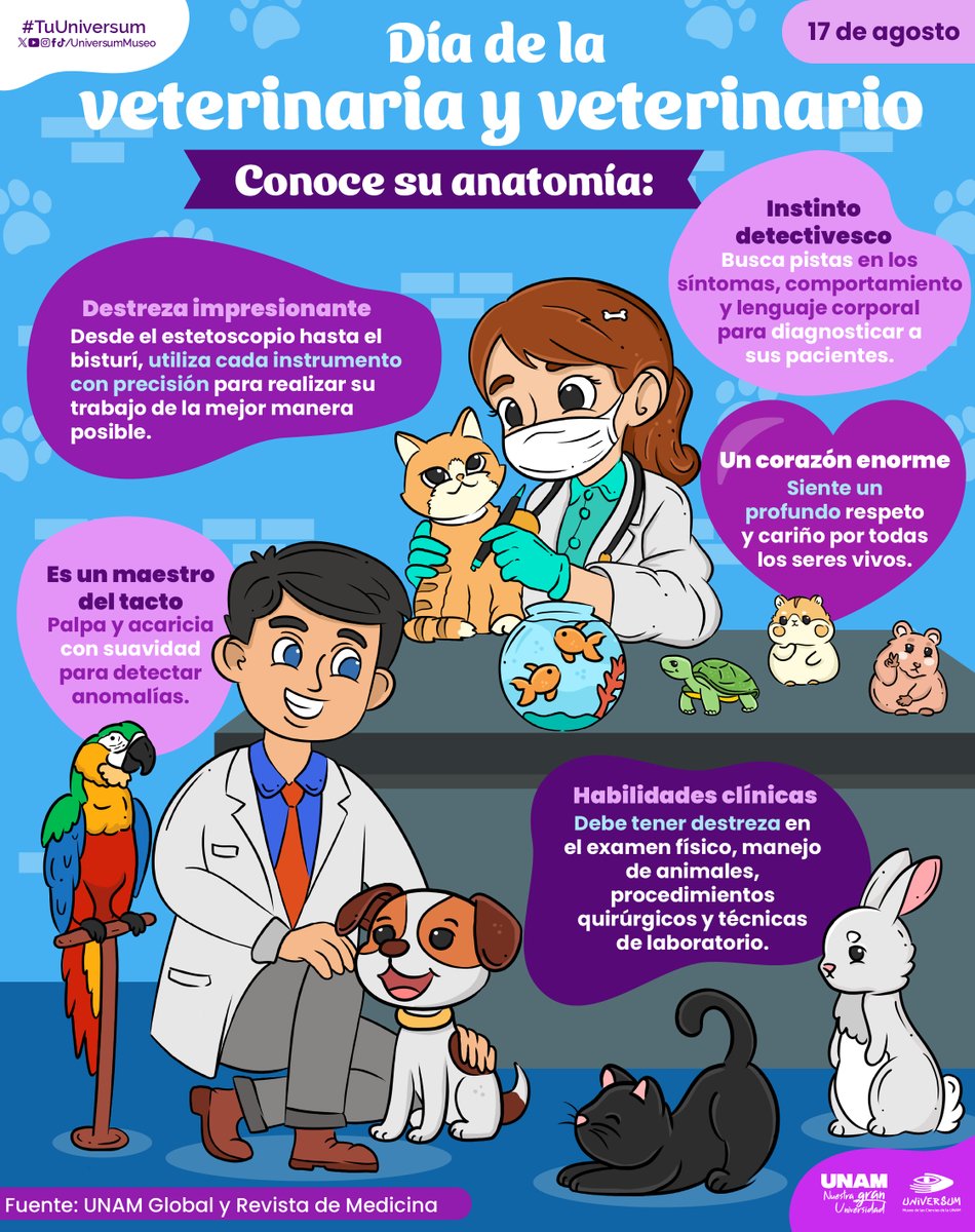 #UnDíaComoHoy es el Día de la veterinaria y veterinario Zootecnista 👩‍⚕️🧑‍⚕️🥼⚕️
Gracias por cuidar de todas las especies del reino animal! 🐯🐨🐶🐼🐸🦧🦎🐳🐬🦉🦢💙
#TuUniversum
