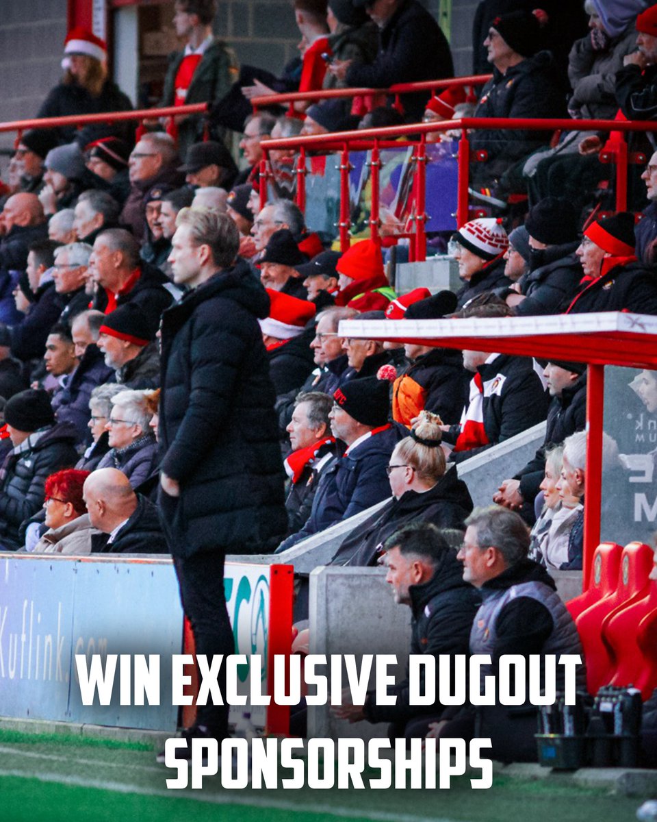 EUFCofficial's tweet photo. YOUR CHANCE to win exclusive dugout sponsorship🌟

Here’s your chance – as an individual or a business – to see your logo proudly displayed on both our home and away dugouts for the entire season! We’re offering this four-figure sponsorship package for the cost of just a £75 competition entry🎟️

Tickets are strictly limited, and each £75 entry gives you one chance to secure this unique prize!

Here’s how it works:
🤝All competition entries will be placed on the pitch before the Bath City match.
⚽A member of our Fleet squad will kick a ball into the ticketed area.
🌟The ticket closest to where the ball comes to rest wins!

If your ticket is the lucky one, we’ll brand both dugouts with your chosen design and logo – giving your business or name maximum exposure throughout the season.
Enter now at our club reception or online:
https://t.co/OMbW64wjSw