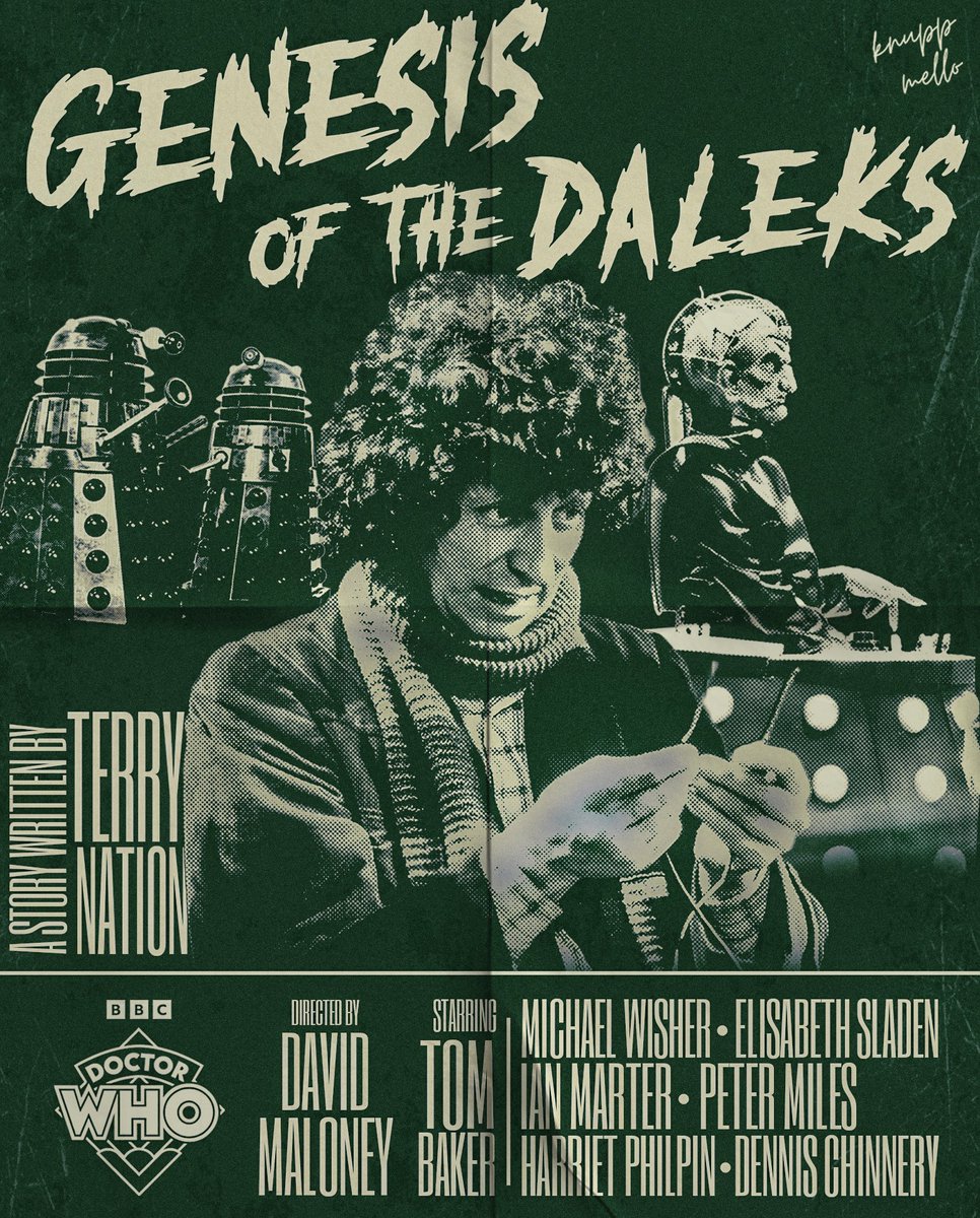 ETARDISDemais's tweet photo. This is my halftone-style poster artwork of the iconic serial Genesis of the Daleks from the 12th season of Doctor Who’s Classic Series. 

#DoctorWho #Daleks #ClassicWho https://t.co/kOFM3QclVg