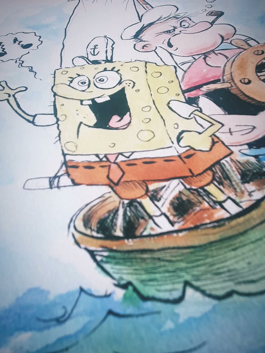 framerenders's tweet photo. 🏖Best time of the year to revisit an oldie. 

 #spongebob #nickelodeon #popeye #sailorman #sailing #vacation #family #sketchbook #sketch #sketching #watercolor  #cartoons #summer #inking #art #artwork #draw #cyprus #illustration #characterdesign #artist  #framerenderstudio https://t.co/dGWvnzHx0N