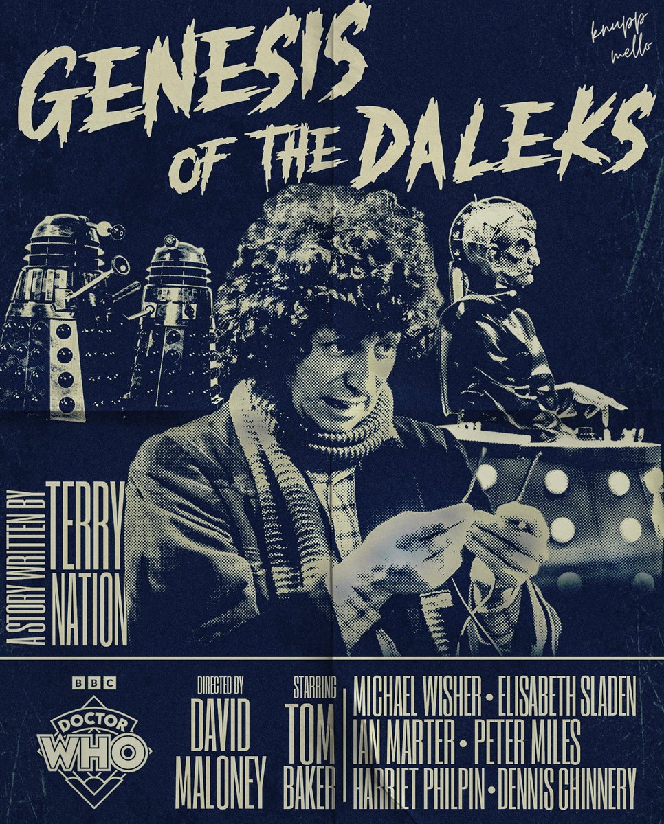 ETARDISDemais's tweet photo. This is my halftone-style poster artwork of the iconic serial Genesis of the Daleks from the 12th season of Doctor Who’s Classic Series. 

#DoctorWho #Daleks #ClassicWho https://t.co/kOFM3QclVg