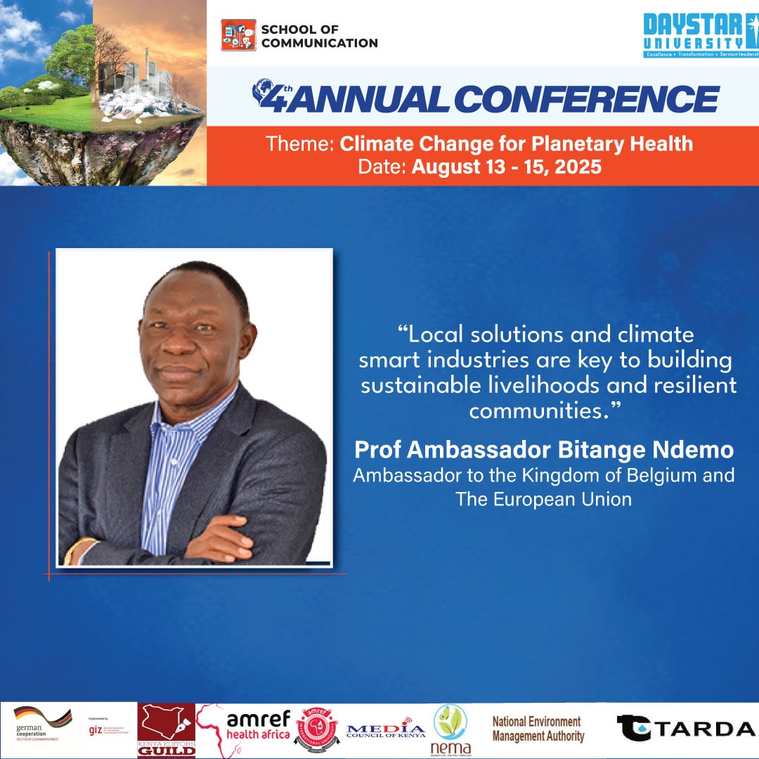DaystarUni's tweet photo. @ShineRadioKE @InvoNewspaper @ClimateEnvoyKe Amb. Bitange Ndemo Urged everyone on turning climate pledges into local action through youth empowerment and homegrown innovation.
#DaystarClimateConference
#ClimateAction
#FormNiDaystar https://t.co/MgQHBuOtKq