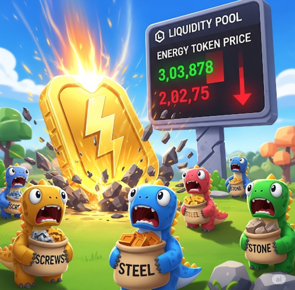 GQ_Zone's tweet photo. Last week on my stream, I warned everyone: don’t throw all your resources into Energy hoping to cash in.
Why? Tiny liquidity pool = instant price collapse.

And today… it happened.
After just a few units sold, the price plummeted. Tomorrow it might drop 5x more.

Craft World economy is ruthless – plan smart, or the market will teach you the hard way.

#CraftWorld #DynoCoin #Web3Gaming #GameEconomy
@AngryDynomites @Ronin_Network