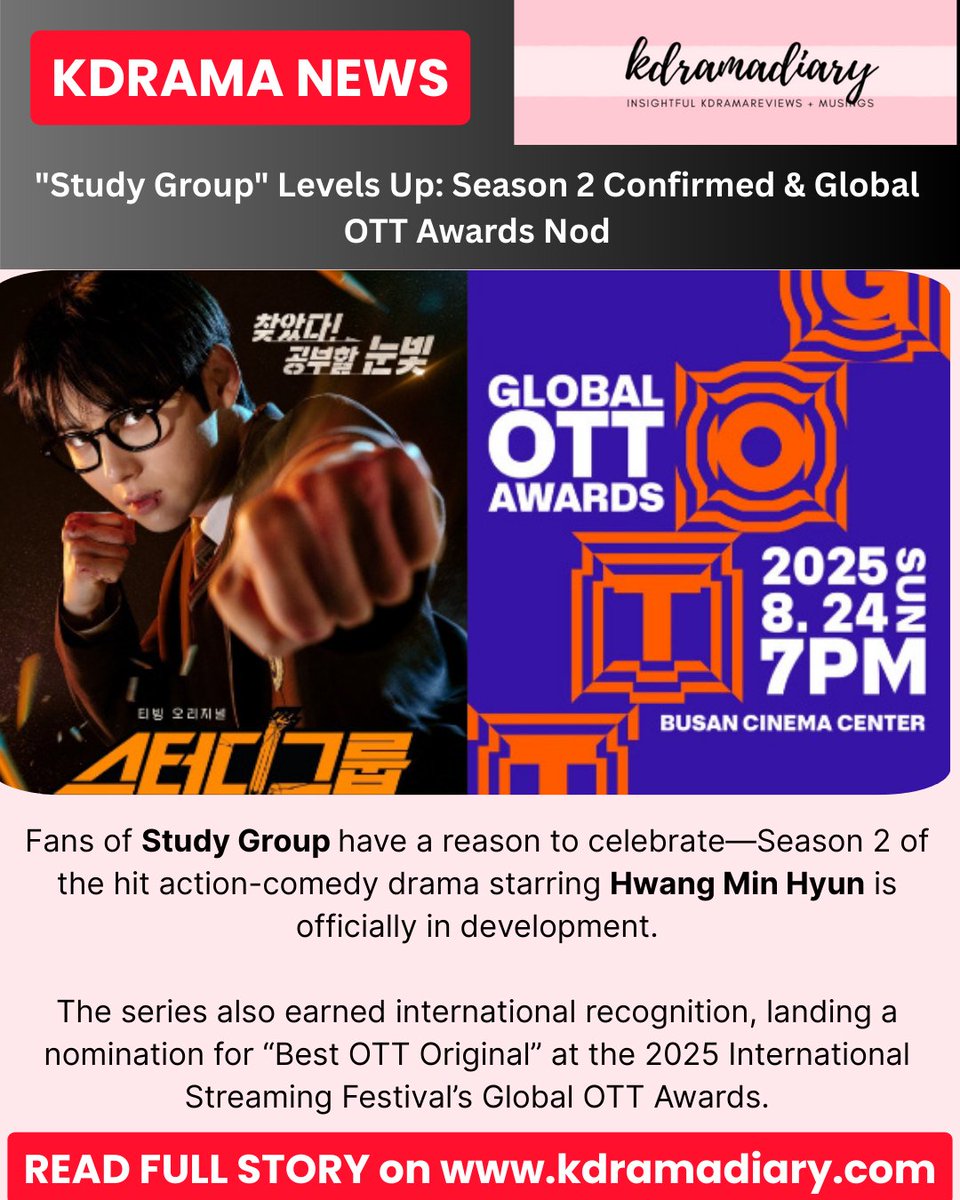 kdramadiarylogs's tweet image. #KDRAMANEWS 
#StudyGroup Levels Up: Season 2 Confirmed Plus Global OTT Awards Nod

#StudyGroup2 #HwangMinHyun 

READ FULL STORY: kdramadiary.com/kdrama-news/st…