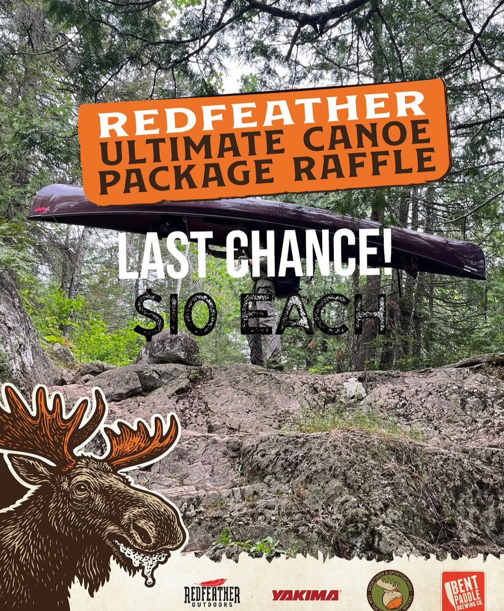 Sportsmen for the Boundary Waters (@sportsmenbwca) on Twitter photo Time is running out to get your tickets for our Paddlin’ for the Boundary Waters: Redfeather Outdoors Ultimate Canoe Package Raffle!
Tickets can be purchased via mail through TOMORROW or in person at <a href="/bentpaddlebeer/">bentpaddlebeer</a> until August 22nd.
sportsmenbwca.org/canoeraffle/ Time is running out to get your tickets for our Paddlin’ for the Boundary Waters: Redfeather Outdoors Ultimate Canoe Package Raffle!
Tickets can be purchased via mail through TOMORROW or in person at <a href="/bentpaddlebeer/">bentpaddlebeer</a> until August 22nd.
sportsmenbwca.org/canoeraffle/