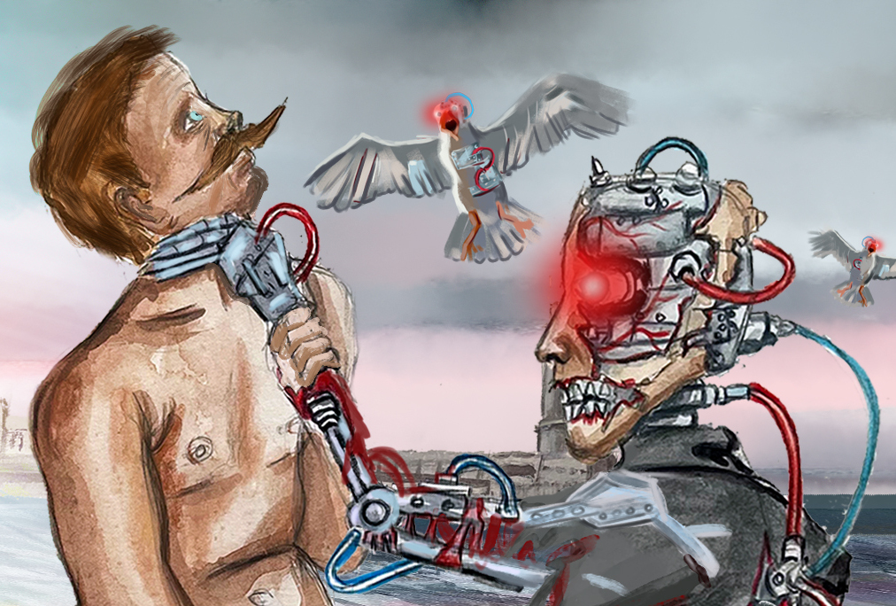 I'm starting a side project called Cyborg Holiday, and here's a preview of the art