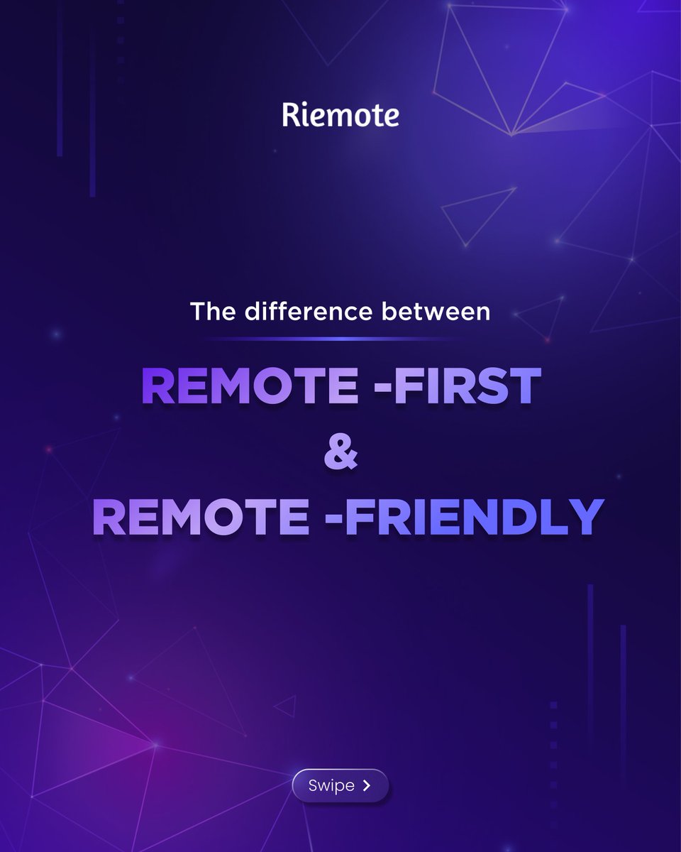 riemote_com's tweet photo. Remote-First or Remote-Friendly? 🤔 There's a big difference!

At Riemote, we're breaking down these two popular work models. 

Swipe to learn➡️
Understand the nuances to build your ideal remote setup! ✨

#RemoteLife #WorkFromAnywhere #WorkModels #CompanyValues #Teamwork https://t.co/PyhetXgoCn