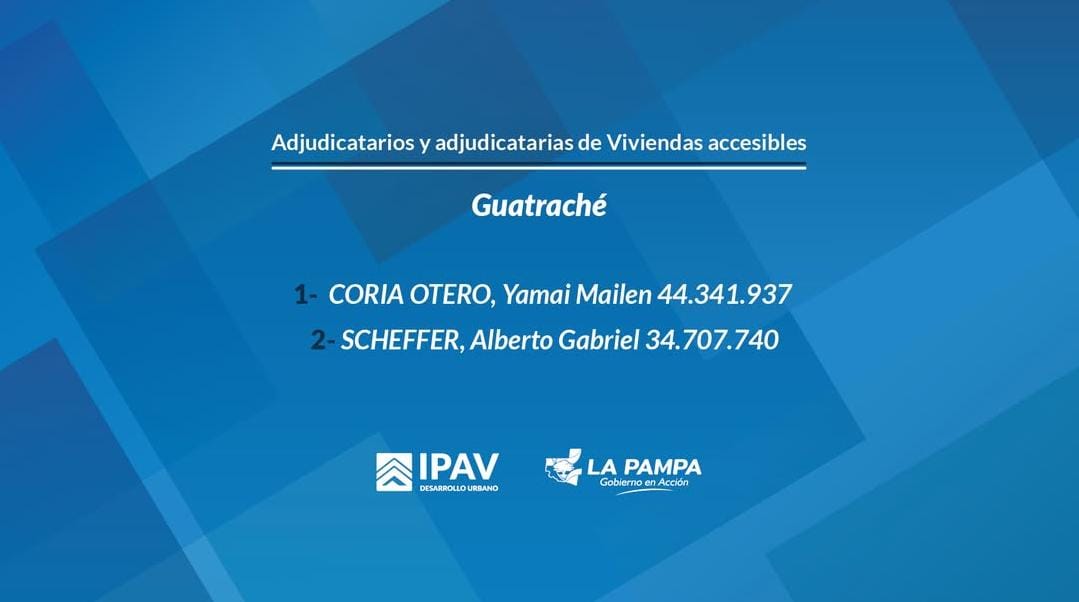 Instituto Provincial de Vivienda (@ipavlapampa) on Twitter photo 🏡🔵Listado de adjudicatarios y adjudicatarias de viviendas de Guatraché:
<a href="/GobiernoLaPampa/">Gobierno de La Pampa</a>
#IPAVLaPampa 🏡🔵Listado de adjudicatarios y adjudicatarias de viviendas de Guatraché:
<a href="/GobiernoLaPampa/">Gobierno de La Pampa</a>
#IPAVLaPampa