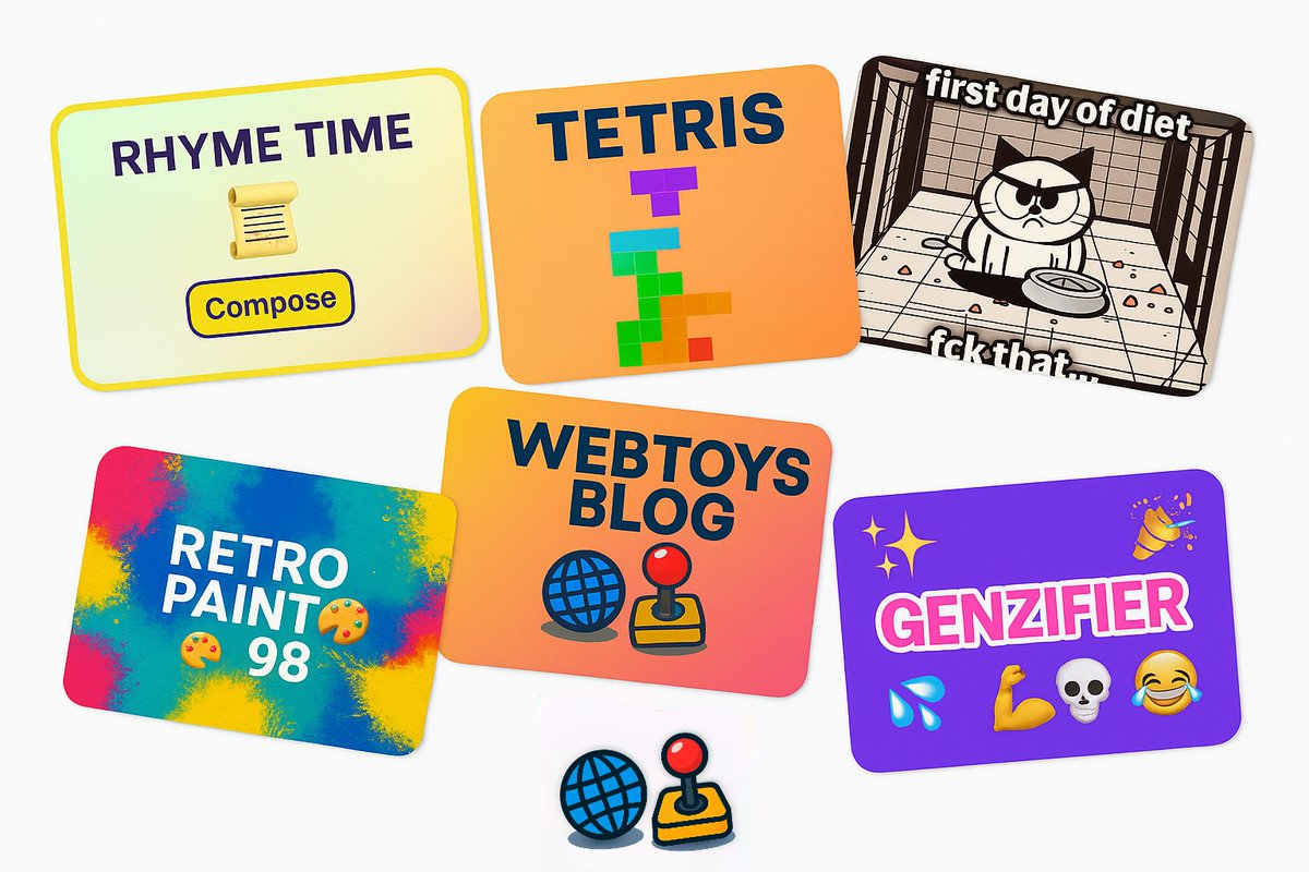 hey y'all, finally landed a v0.1 of Webtoys. it's a playful remix platform that builds blogs, journals (w an AI coach), Tetris &amp; other simple games, memes, AI songs... Remix anything and there's a command line to build fully stackable apps. Just added a crazy issue tracker that