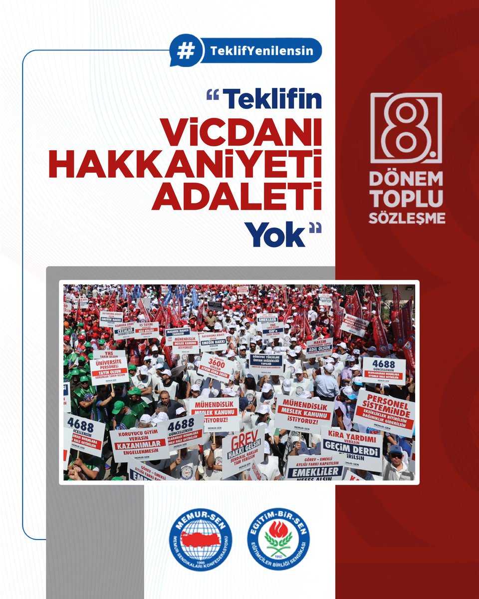 Bir Arap atasözü der ki:
"Ne zaman savaş çıksa ben çağrılıyorum. Ne zaman hurma tiriti pişse Amr çağrılıyor." NEDEN FEDAKARLIK SADECE MEMURDAN BEKLENİYOR?
#TeklifYenilensin