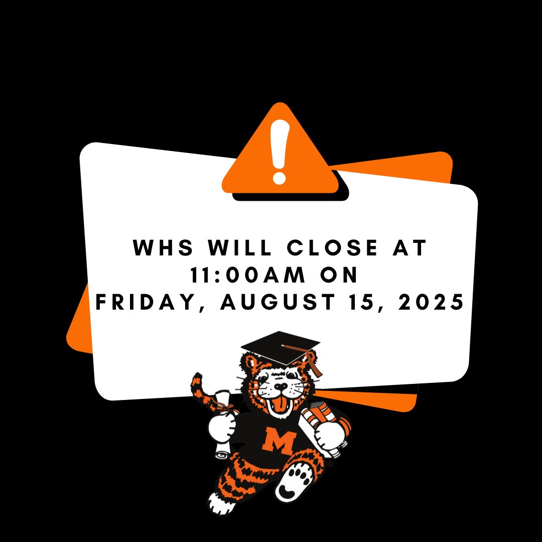 Due to construction at Washington High School, the building will close at 11:00 a.m. on Friday, August 15 for a scheduled power outage. Thank you for your understanding!