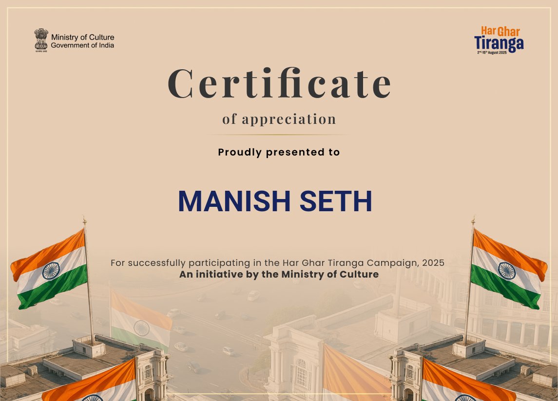 manish seth (@manishbjpi) on Twitter photo प्रधानमंत्री श्री <a href="/narendramodi/">Narendra Modi</a> जी के आह्वान पर और दिल्ली में मुख्यमंत्री श्रीमती <a href="/gupta_rekha/">Rekha Gupta</a> जी के नेतृत्व में चल रहे "हर घर तिरंगा" अभियान में भाग लेकर अपार गर्व का अनुभव हो रहा है।
तिरंगा सिर्फ हमारी पहचान नहीं, बल्कि एकता, बलिदान और देशभक्ति की अमर प्रतीक ध्वजा है। प्रधानमंत्री श्री <a href="/narendramodi/">Narendra Modi</a> जी के आह्वान पर और दिल्ली में मुख्यमंत्री श्रीमती <a href="/gupta_rekha/">Rekha Gupta</a> जी के नेतृत्व में चल रहे "हर घर तिरंगा" अभियान में भाग लेकर अपार गर्व का अनुभव हो रहा है।
तिरंगा सिर्फ हमारी पहचान नहीं, बल्कि एकता, बलिदान और देशभक्ति की अमर प्रतीक ध्वजा है।