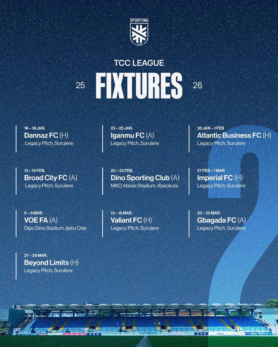 A fierce derby battle to kick off! 

Our 2025/2026 TCC League full fixtures 🔵

Mark your calendars, save the dates 🗓️

#SLFA #TCCLeague26 #LetsGoSporting