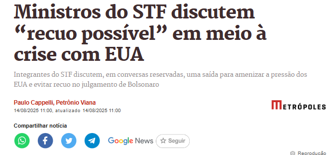 GayerGus's tweet photo. O único RECUO POSSÍVEL é ANISTIA GERAL e IMPEACHMENT DO MORAES.
Quanto mais eles fingirem que não entenderam isso mais o STF será jogado na lama da história https://t.co/0PNj3q1S73