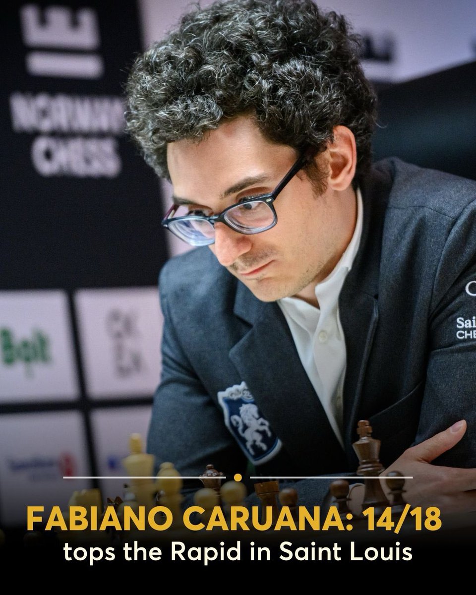 NorwayChess's tweet image. Fabiano Caruana delivers an impressive performance at the Saint Louis Rapid 2025, finishing 14/18 with 6 wins and 2 draws.

The #NorwayChess 2025 runner-up nearly broke the Grand Chess Tour rapid &amp;amp; blitz record. In the final round against World Champion Gukesh D, he was winning,…
