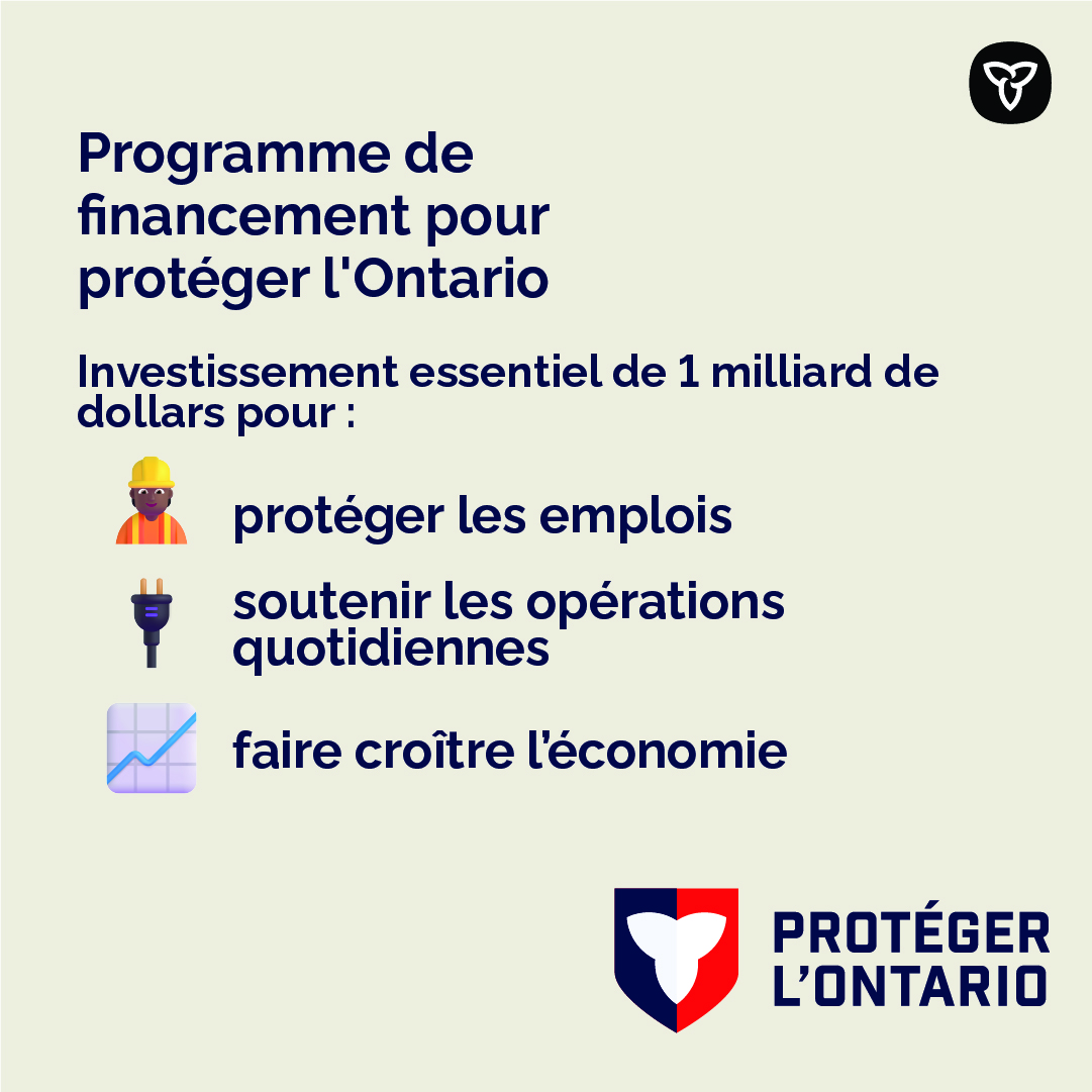 [1/2] #ACOVAM : le gouvernement investit jusqu’à 1 milliard de dollars pour aider les entreprises et travailleurs ontariens dans les secteurs de l’acier, de l’aluminium et de l’automobile qui sont confrontés à des perturbations importantes liées aux tarifs douaniers.