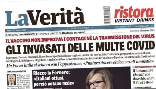 🕊️Myriam🕊️Sauvons L’humanité🕊️@CelebritesSM🕊 (@resistance_sm) on Twitter photo 🚨Rappelle : L'Italien de base qui va acheter son journal un matin apprend que le gouvernement <a href="/GiorgiaMeloni/">Giorgia Meloni</a> annule toutes les amendes et sanctions qui ont été données aux personnes qui n'ont pas pris les "vaccins" anti-Covid.
De plus il apprend que le vaccin n'empêchait ni la 🚨Rappelle : L'Italien de base qui va acheter son journal un matin apprend que le gouvernement <a href="/GiorgiaMeloni/">Giorgia Meloni</a> annule toutes les amendes et sanctions qui ont été données aux personnes qui n'ont pas pris les "vaccins" anti-Covid.
De plus il apprend que le vaccin n'empêchait ni la