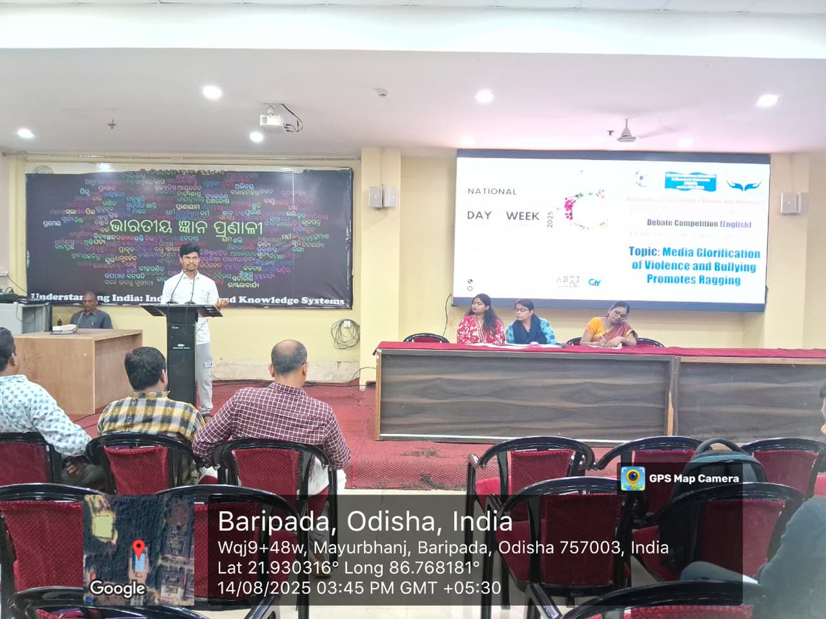 mscb_official's tweet photo. National AntiRagging Week at MSCBU :: English and Odia debate competition held  on 14.08.2025
#YaARIYouthAgainstRagging https://t.co/SktYgdfMUb
