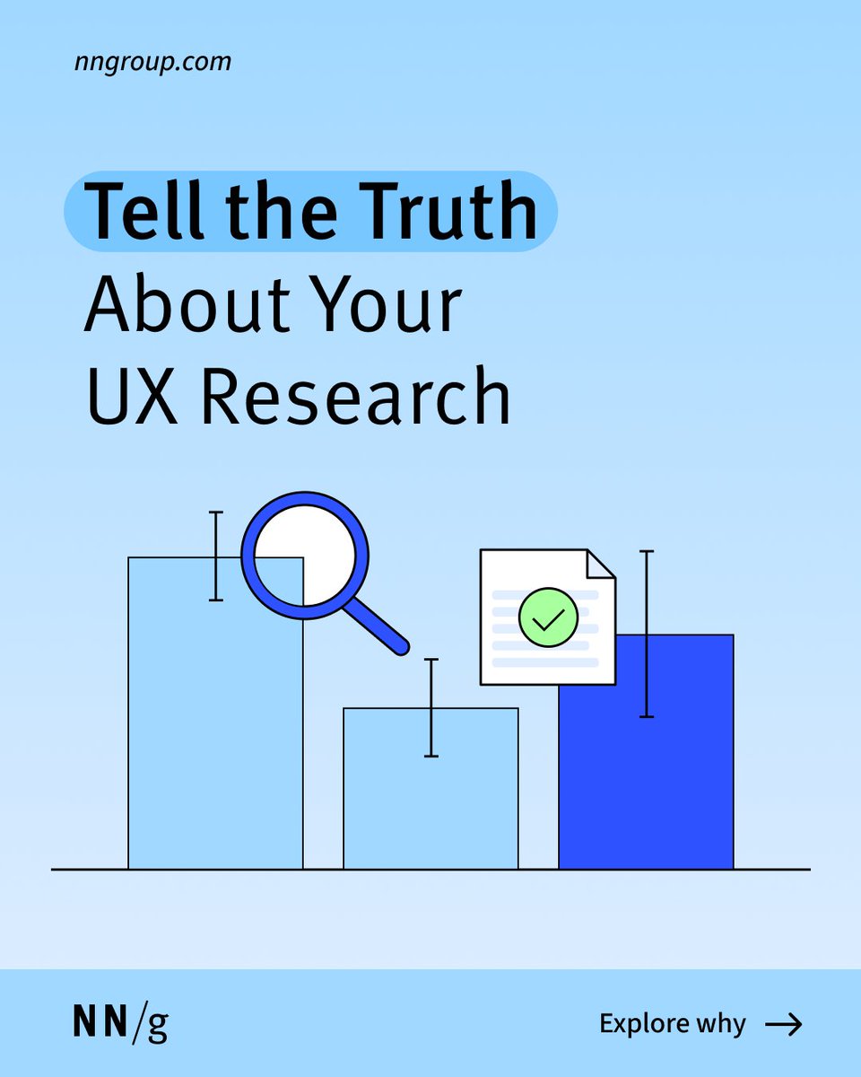 NNgroup's tweet image. When findings contradict stakeholder hopes, stay transparent. Embrace limitations &amp;amp; educate on why they matter—credibility beats comfort. Learn more: bit.ly/4ouyWZj 

#ResearchIntegrity #UserResearch