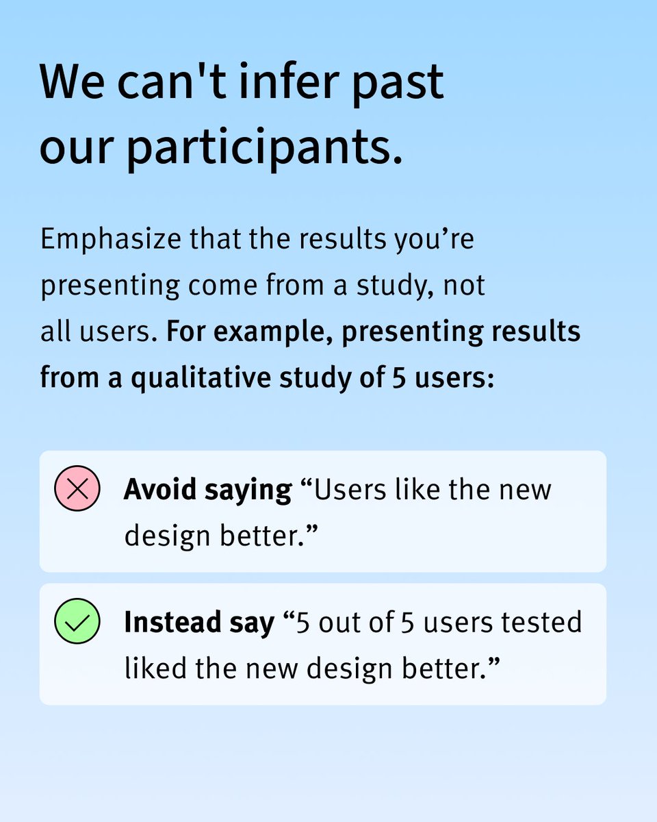 NNgroup's tweet image. When findings contradict stakeholder hopes, stay transparent. Embrace limitations &amp;amp; educate on why they matter—credibility beats comfort. Learn more: bit.ly/4ouyWZj 

#ResearchIntegrity #UserResearch