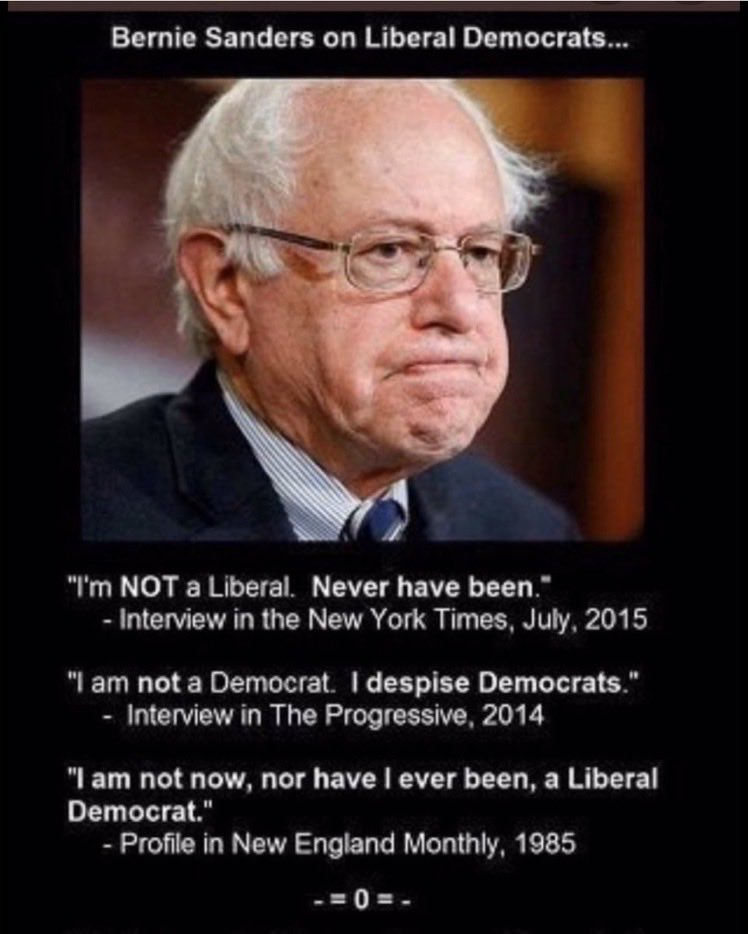Bernie Sanders does not speak for Democrats.

He doesn't like us.

Never has.

Never will.