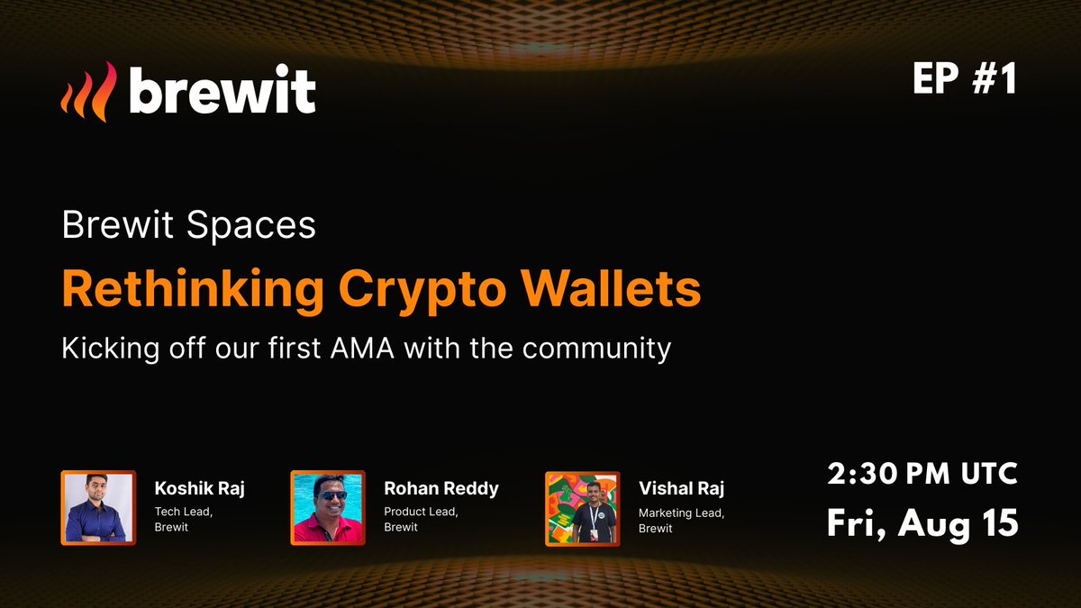 Join us tomorrow for our first-ever AMA on X Spaces 🎙

We’ll talk about our journey and our vision for Rethinking crypto wallets, making them secure and accessible to everyone.

🗓 August 15th
⏰️ 2:30 PM UTC(8 PM IST) 
📍 X Spaces

Set reminders now 👇 
x.com/i/spaces/1PlKQ…