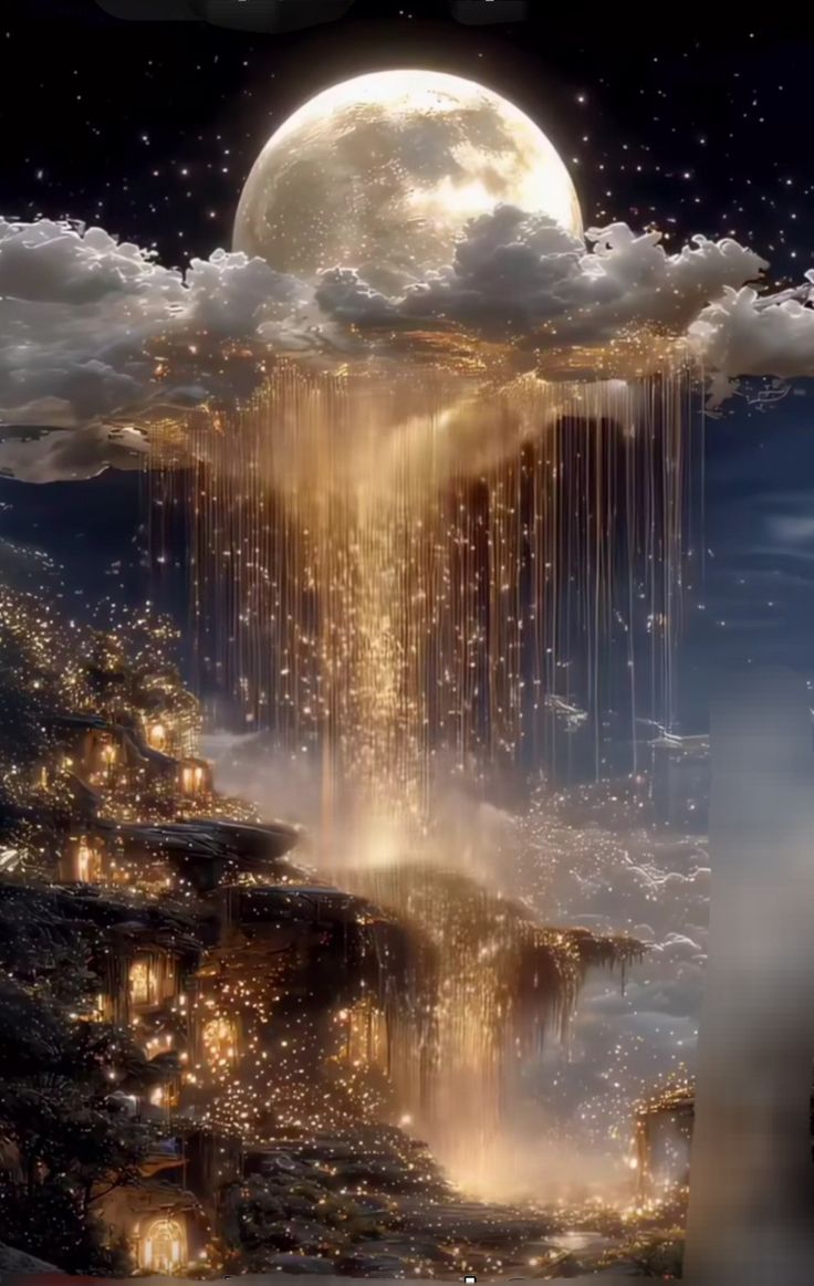 Yash Canvas (@yashscanvas) on Twitter photo Stardust waterfall under a glowing moon, lighting a cliffside village of wonders #wallpaper #4k #aiart #goodnight #thrusday Stardust waterfall under a glowing moon, lighting a cliffside village of wonders #wallpaper #4k #aiart #goodnight #thrusday